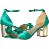 Lilly Pulitzer Shoes | Lilly Pulitzer Colleen Sandals, Emerald Green Chunky Heel, Satin Block Heels, 8 | Color: Gold/Green | Size: 8