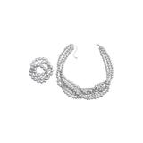 Plus Size Women's Beaded Necklace and Bracelet Set by Roamans in Silver