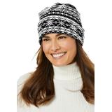 Women's Cuffed Fleece Hat by Accessories For All in Black Fair Isle