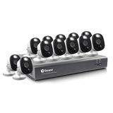 Swann DVR-4580 16-Channel 1080p 1TB DVR Security Camera System with Twelve 1080p Wired Bullet Cameras, Black/White