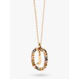 PDPAOLA Alphabet Initial Crystal Pendant Necklace, Gold/Multi