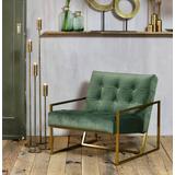 Green Velvet Button Backed Armchair
