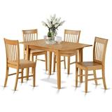 East West Furniture NOFK5-OAK-W Dining Tables for Small Spaces & 4 Chairs, Oak