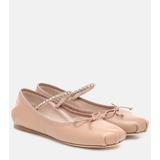 Embellished leather ballet flats
