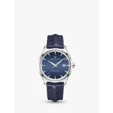 Hamilton H32451641 Men's Jazzmaster Date Leather Strap Watch, Navy
