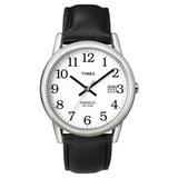 Men's Timex Easy Reader Watch with Leather Strap - Silver/Black T2H281JT