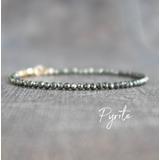 Iron Pyrite Bracelet For Women, Abundance Bracelet, Handmade Jewelry, Adjustable Stackable Gemstone Protection Bracelets, Jewelry