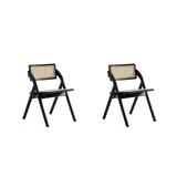 Manhattan Comfort Lambinet Solid Wood Folding Side Chair Wood in Black, Size 31.1 H x 20.87 W x 22.64 D in | Wayfair DCCA07-BK
