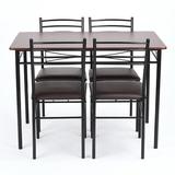 Red Barrel Studio® 5PCS Dining Table Set w/ 4 Chairs Wood/Metal/Upholstered Chairs in Black/Brown/Gray, Size 30.1 H in | Wayfair