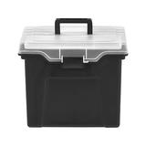 Staples Portable File Box with Organizer Top, Letter Size, Black (110970)