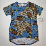 Lularoe Shirts & Tops | Nwt Lularoe Size 8 Gracie Shirt Kids Hi-Low Tee Construction Trucks | Color: Blue/Yellow | Size: 8g