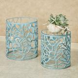 Sea Coral Accent Tables Gold/Blue Set of Two, Set of Two, Gold/Blue