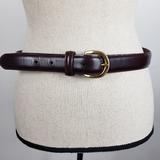 Coach Accessories | Coach Polished Cowhide Leather Belt 34 Solid Brass Buckle Mohogany Brown 3921 | Color: Brown/Red | Size: Os