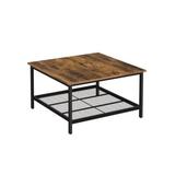 17 Stories Industrial Square Coffee Table w/ Shelf Wood/Metal in Black/Brown/Gray, Size 17.7 H x 31.5 W x 31.5 D in | Wayfair