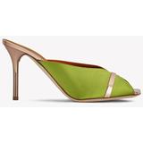 Lucia 85 Square Peep-toe Satin Mules - Green - Malone Souliers Heels