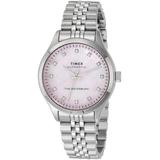 35 Mm Waterbury Auto Silver Case Pink Mother-of-pearl Dial Silver Bracelet - Metallic - Timex Watches