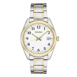 Seiko Men's Essential Two Tone Stainless Steel White Dial Watch - SUR460, Size: Large, Multicolor