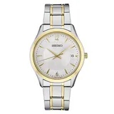 Seiko Men's Essential Two Tone Stainless Steel Silver Dial Watch - SUR468, Size: Large, Multicolor