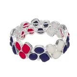 Napier Silver Tone Red, White & Blue Stretch Bracelet, Women's, Multicolor