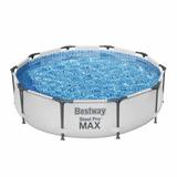 Bestway Steel Pro Max 10'x30" Round Above Ground Outdoor Swimming Pool w/ Pump Steel in Gray, Size 30.0 H x 120.0 W in | Wayfair 56407E-BW