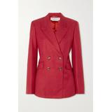 Gabriela Hearst - Angela Double-breasted Wool, Silk And Linen-blend Blazer - Red