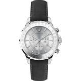Chrono Signature Stainless Steel & Leather Chronograph Watch - Metallic - Versace Watches