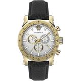 Chrono Sporty Two-tone Stainless Steel & Leather Strap Chronograph Watch - Black - Versace Watches