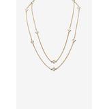 Women's Gold Tone Endless 48" Necklace with Princess Cut Birthstone by PalmBeach Jewelry in April