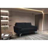 Orren Ellis 57.75" Square Arm Loveseat Linen in Black/Brown, Size 33.1 H x 57.75 W x 30.1 D in | Wayfair 381EBB2950B644EA80FB03952D0DD2D3