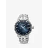 Seiko SRPB41J1 Men's Presage Automatic Date Bracelet Strap Watch, Silver/Blue