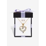 Plus Size Women's Yellow Gold-Plated Heart Pendant with Genuine Diamond Accent on 18" Chain by PalmBeach Jewelry in Diamond