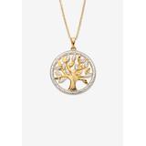 Plus Size Women's Gold over Silver Tree of Life Pendant Diamond Accent with 18 in Chain by PalmBeach Jewelry in Silver
