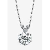 Plus Size Women's Platinum over Sterling Silver Solitaire Pendant Cubic Zirconia 18" by PalmBeach Jewelry in Silver