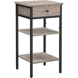 17 Stories Nightstand, End Table, Side Table, Tall Nightstand w/ A Drawer & 2 Storage Shelves Wood/Metal in Black, Size 27.6 H x 13.8 W in | Wayfair