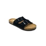 Women's Suede Leather 2 Strap Footbed Sandal by GaaHuu in Black (Size 7 M)
