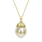Belk & Co Women's South Sea Cultured Pearl and Diamond Accent Necklace in 14k Yellow Gold