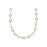 Belk & Co 8-8.5Mm Cultured Freshwater Pearl And Cubic Zirconia Halo Necklace In 18K Yellow Gold Plated Sterling Silver