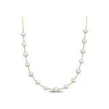 Belk & Co 6.5-8.5Mm Cultured Freshwater Pearl Tin Cup Necklace In 18K Gold Plated Sterling Silver, Yellow