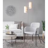 Wade Logan® Adinah Contemporary Chair In Antique Brass Metal & Light Grey Noise Fabric By Corrigan Studio® - Set Of 2 Upholstered/Fabric | Wayfair