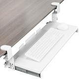 Vivo Clamp-on Height Adjustable Keyboard Tray Manufactured Wood in White, Size 3.5 H x 32.5 W x 12.3 D in | Wayfair MOUNT-KB05HW