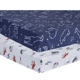 Trend Lab Sky Traveler 2-Pack Flannel Playard Sheets, Blue