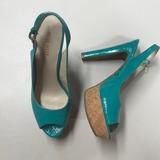 Nine West Shoes | Nine West Peep Toe Platform Stiletto High Heels A Preloved Size 7.5m | Color: Blue/Green | Size: 7.5