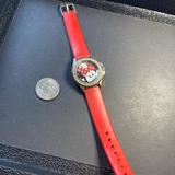 Disney Accessories | Disneys Minnie Mouse Watch Wcrystal Accents. Red Plastic Band. Stainless Back. | Color: Red/Silver | Size: Os