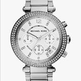 Michael Kors Accessories | Michael Kors Parker Silver Dial Watch With Glitz Accents | Color: Silver | Size: Os