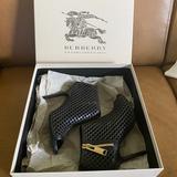 Burberry Shoes | Burberry Peep Toe Ankle Boot Sz 36 Black W Gold Details Shoe Bag Origbox | Color: Black/Gold | Size: 6