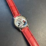 Disney Accessories | Disneys Mickey Mouse And Minnie Mouse Kissing On Watch With Red Band. | Color: Red/Silver | Size: Os