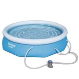 Bestway 10' x 30" Fast Set Inflatable Above Ground Swimming Pool w/Filter Pump Plastic in Blue, Size 30.0 H x 120.0 W in | Wayfair 57269E-BW