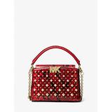 Michael Kors Karlie Small Studded Snake Embossed Leather Crossbody Bag Red One Size
