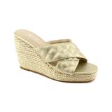Nature Breeze Women's Sandals GOLD - Gold Quilted-Strap Tally Wedge Sandal - Women