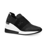 Michael Kors Women Slip On Wedge Sneakers Felix Trainer Black Canvas